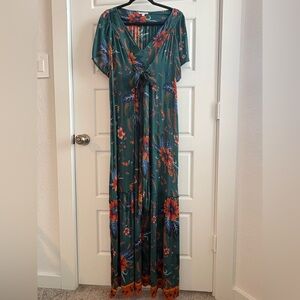 Patrons of Peace Women’s Dress Boho Floral Print Size M Short Sleeve V Neck